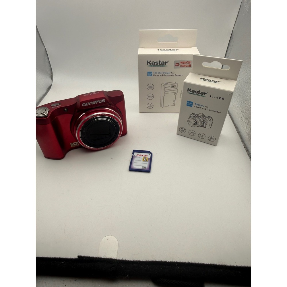 Olympus SZ-14 Digital Camera Red 14MP 24x Wide Optical Zoom Bundle Tested
